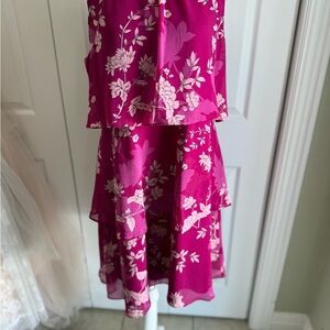 DKNY Magenta Floral Layered  Dress